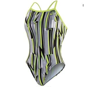NEW NIKE Medium Black Gray Yellow Dynamic lines classic Lingerie Tank Swimsuit‎